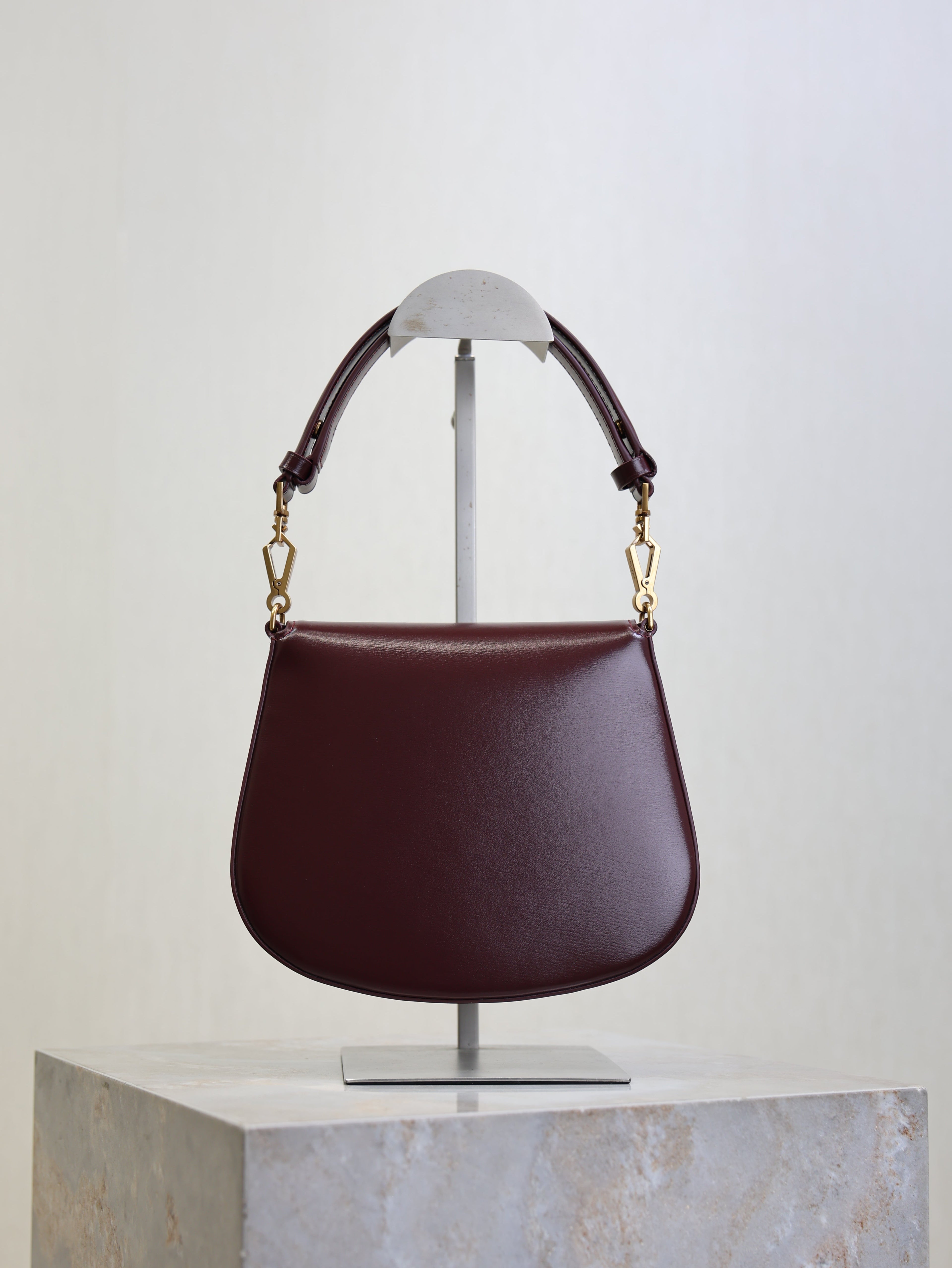 YSL 25S MINI VOLTAIRE 21 IN ROUGE CABERNET CALFSKIN SAINT LAURENT GOLD HARDWARE